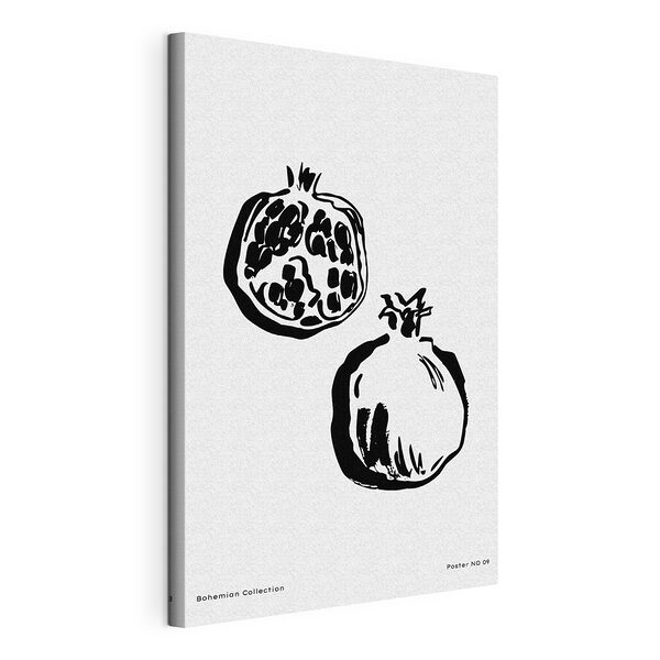 Stampa su tela Disegno in bianco e nero di un melograno
