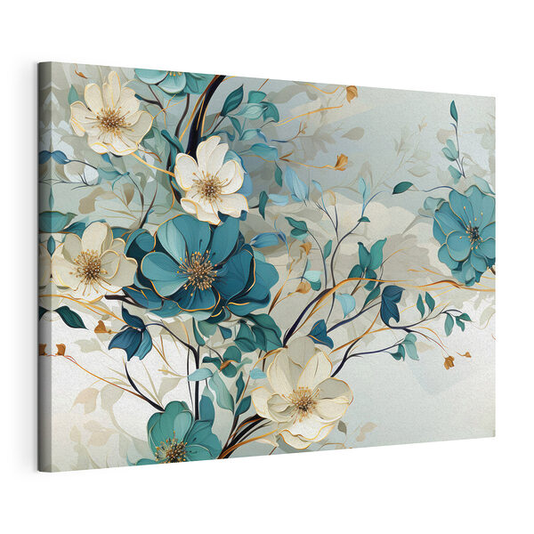 Stampa su tela Dipinto di fiori e foglie