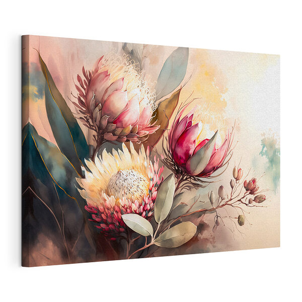 Fiori dai colori vivaci in un'armonia acquerellata Stampa su tela Fiori dai colori vivaci in un'armonia acquerellata