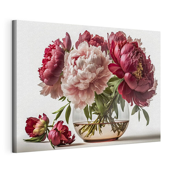 Stampa su tela Peonie dai colori vivaci in un vaso di vetro
