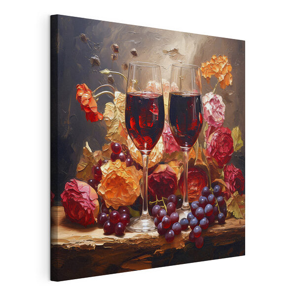 Stampa su tela Il vino e i fiori creano armonia