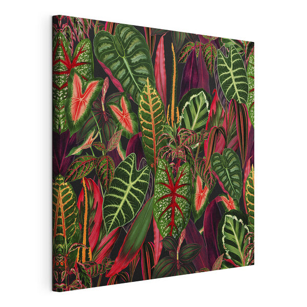 Esposizione di motivi con fogliame tropicale dai colori vivaci Stampa su tela Esposizione di motivi con fogliame tropicale dai colori vivaci