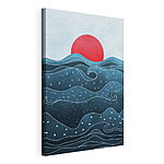 Stampa su tela Cerchio rosso e onde blu