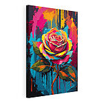 Stampa su tela Una rosa dai colori vivaci con macchie