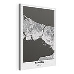 Stampa su tela Mappa di Istanbul in tonalità di grigio