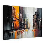 Stampa su tela Dipinto raffigurante una strada con edifici