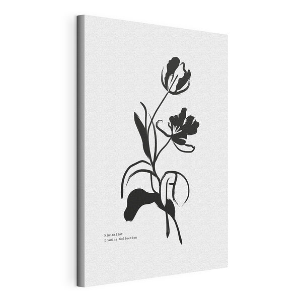 Stampa su tela Disegno in bianco e nero di un fiore