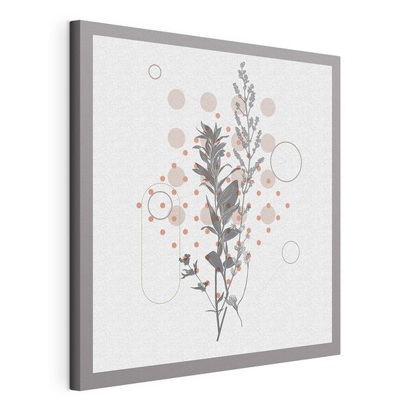 Illustrazione botanica con cerchi astratti Stampa su tela Illustrazione botanica con cerchi astratti