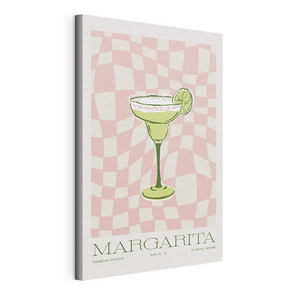 Illustrazione retrò di un margarita con una fetta di lime Stampa su tela Illustrazione retrò di un margarita con una fetta di lime