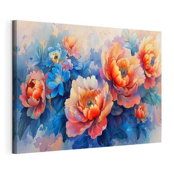 Stampa su tela Fiori dai colori vivaci in tonalità acquerellate