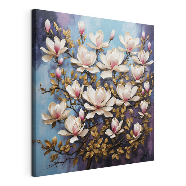 Stampa su tela Le magnolie fioriscono su uno sfondo dai colori vivaci