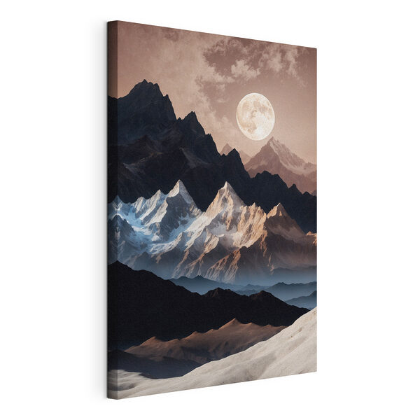 Stampa su tela La luna nel cielo sopra le montagne