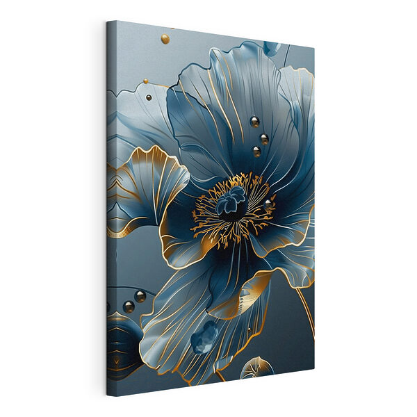 Stampa su tela Delicati petali blu con riflessi metallici