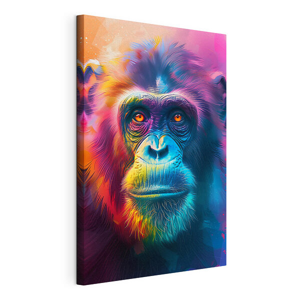 Ritratto di un gorilla dai colori vivaci e dall'intensità marcata Stampa su tela Ritratto di un gorilla dai colori vivaci e dall'intensità marcata