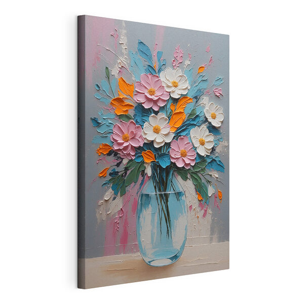 Stampa su tela Dipinto raffigurante dei fiori in un vaso