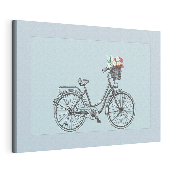 Bicicletta con fiori nel cestino Stampa su tela Bicicletta con fiori nel cestino