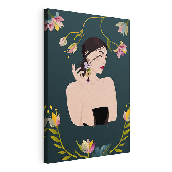 Donna con dei fiori tra i capelli Stampa su tela Donna con dei fiori tra i capelli