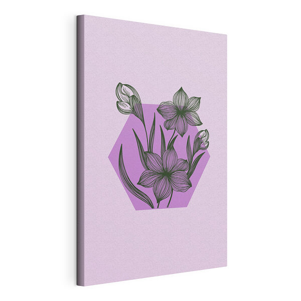 Disegno di fiori su sfondo viola Stampa su tela Disegno di fiori su sfondo viola