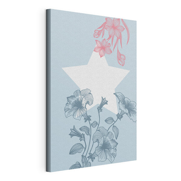 Stampa su tela Disegno di fiori su sfondo blu
