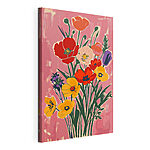 Stampa su tela Bouquet dai colori vivaci su tela rosa