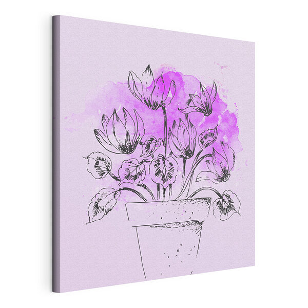 Disegno di fiori in un vaso Stampa su tela Disegno di fiori in un vaso
