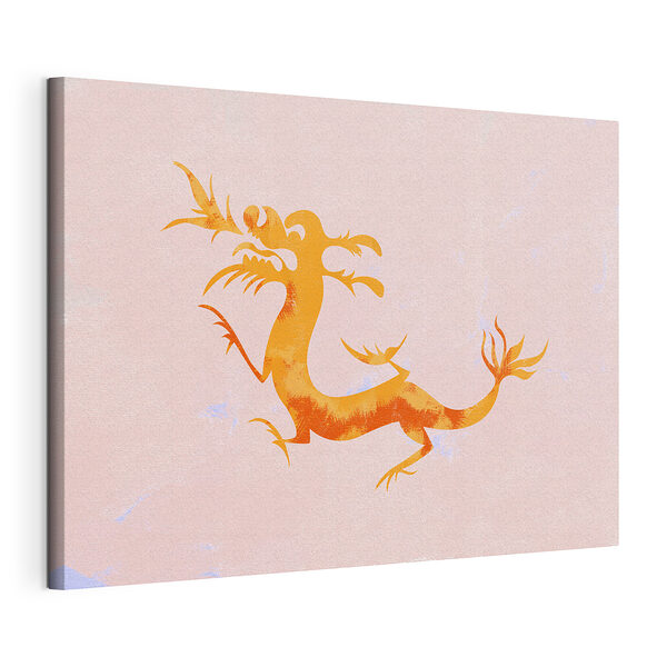 Illustrazione di un drago su sfondo pastello Stampa su tela Illustrazione di un drago su sfondo pastello