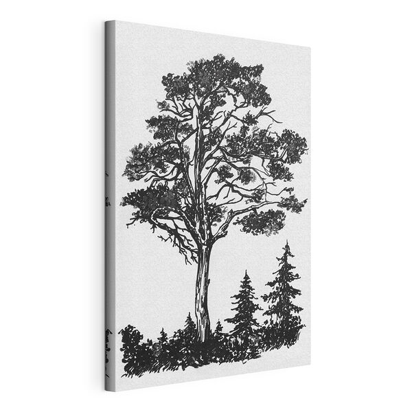 Stampa su tela Disegno in bianco e nero di un albero