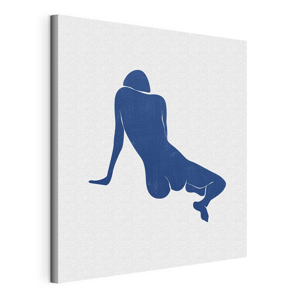 Disegno in blu di una donna sdraiata Stampa su tela Disegno in blu di una donna sdraiata