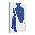 Stampa su tela Disegno in blu e bianco raffigurante la schiena di una donna