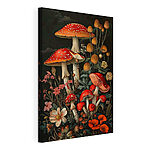 Stampa su tela Funghi stravaganti e fiori dai colori vivaci