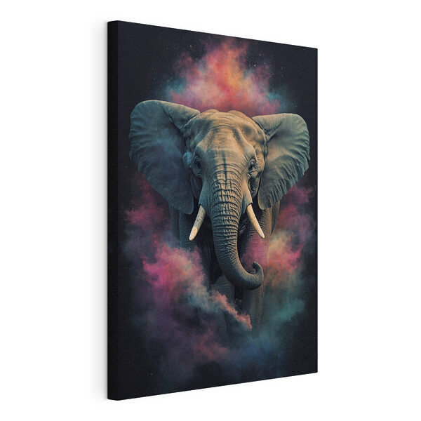 Stampa su tela Maestoso elefante avvolto da un'aura colorata