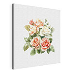 Stampa su tela Eleganti rose e foglie dipinte ad acquerello