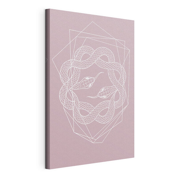 Stampa su tela Motivo con serpenti su sfondo rosa