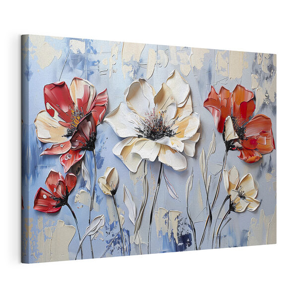 Stampa su tela Dipinto di fiori su una parete