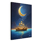 Stampa su tela Navigando in una notte illuminata dalla luna crescente