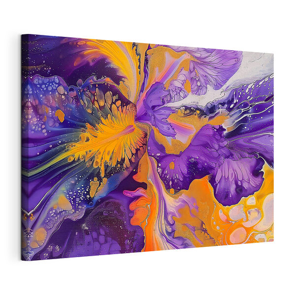 Stampa su tela Vivaci volute di viola e arancione
