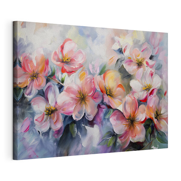 Stampa su tela Dipinto raffigurante fiori rosa