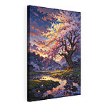 Stampa su tela Albero con fiori rosa