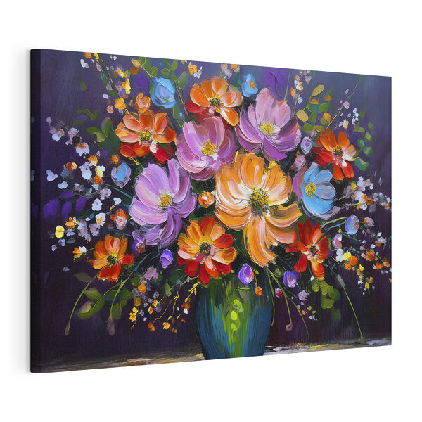 Stampa su tela Dipinto raffigurante dei fiori in un vaso