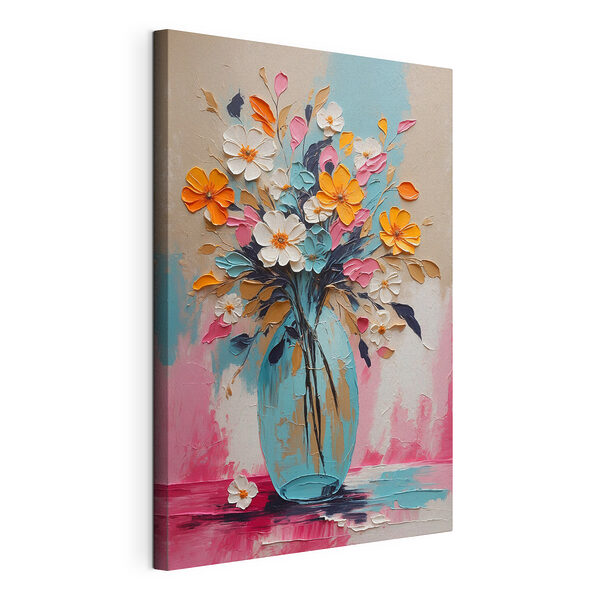 Stampa su tela Dipinto raffigurante dei fiori in un vaso