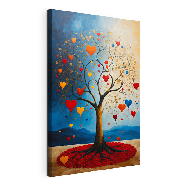 Stampa su tela Albero da cui spuntano dei cuori