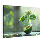 Stampa su tela Vaso a forma di avocado con fiore e foglie