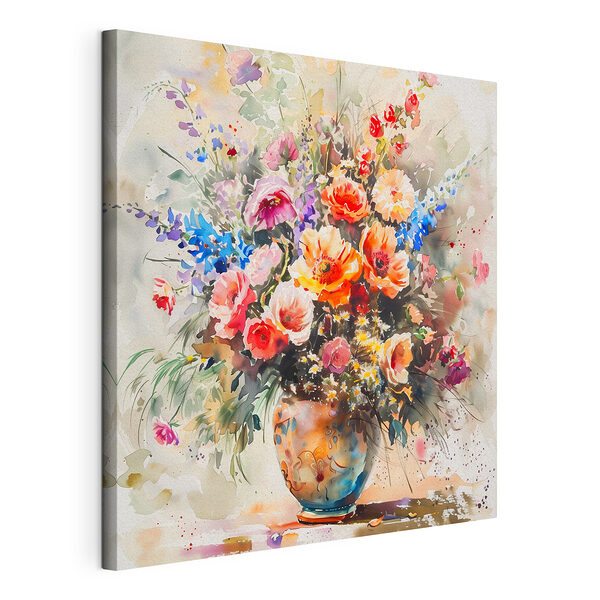 Stampa su tela Fiori colorati in un vaso di ceramica