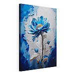 Stampa su tela Fiore blu con foglie bianche