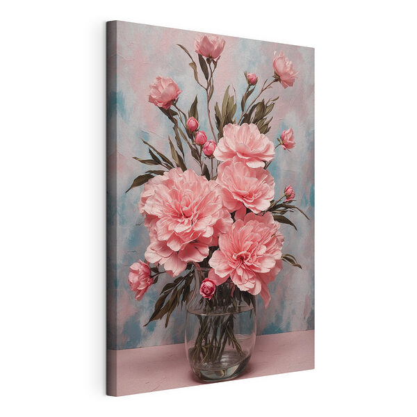 Stampa su tela Vaso con fiori rosa