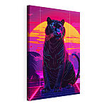 Stampa su tela Tigre nera con luci al neon