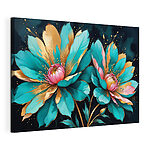 Stampa su tela Fiori astratti dai colori vivaci su sfondo scuro