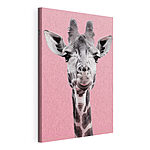 Stampa su tela Una giraffa su sfondo rosa sorride
