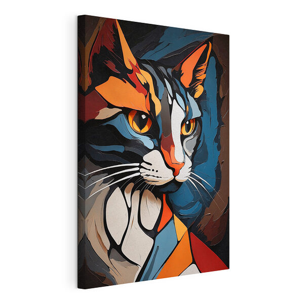 Gatto colorato in un vivace disegno astratto Stampa su tela Gatto colorato in un vivace disegno astratto