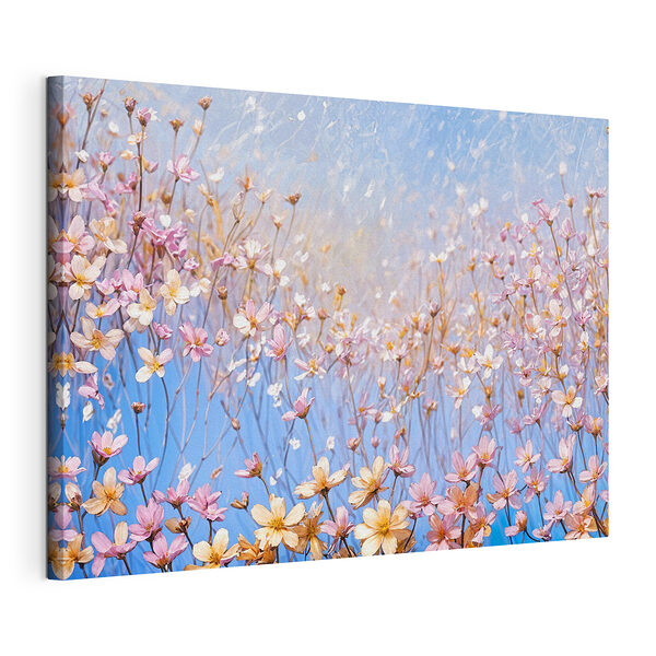 Stampa su tela Fiori delicati sotto il cielo azzurro